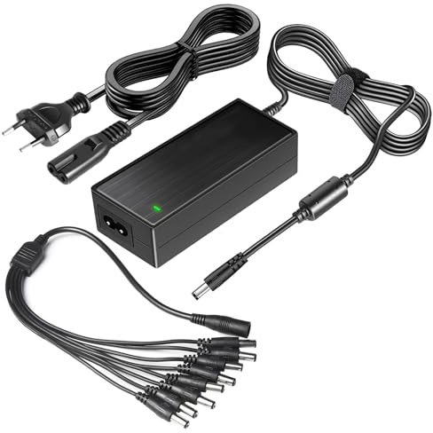 AmzFwing Telecamera di sicurezza CCTV da 12V, DC 12 Volt 5A, adattatore AC per sistema di sorveglianza CCTV DVR Lorex Samsung Q-See Night Owl Swann Annke camere.