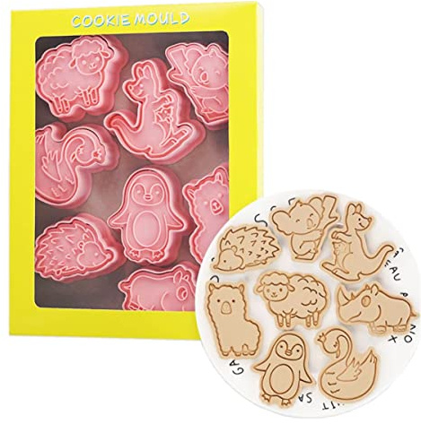 Cortadores de galletas de animales, sellos de plástico para galletas, prensa de moldes de galletas de cisne, juego de moldes de galletas de animales lindos (animal)