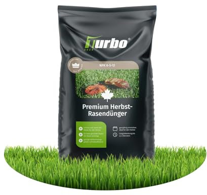 Herbst Premium Rasendünger Turbogrün, 10kg für 280m², Dünger gegen Moos, Ideal im Herbst, geeignet für Streuwagen, staubarmes Granulat, Rasen dünger
