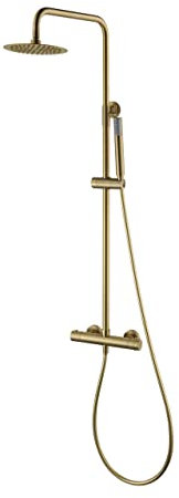 MICE BTM039/OC Duschsäule, Thermostatarmatur aus Edelstahl und Messing, Badezimmerarmatur, gebürstetes Gold
