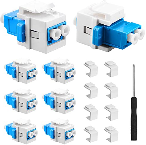 Xiatiaosann Coupleur LC vers LC F/F Keystone Jack, adaptateur fibre optique LC UPC monomode et multimode, avec inserts vierges Keystone Jack, tournevis (17 pièces)