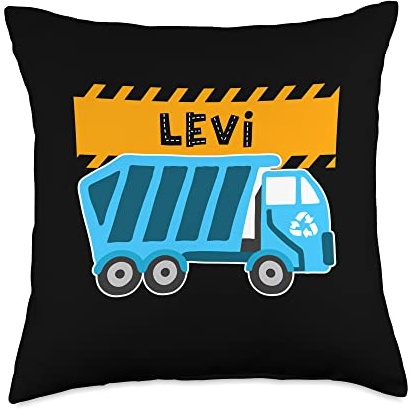 Waste Collector Dump Trash Recycling Lover Levi Trash Kids Collector Ecologist Garbage Truck Throw Pillow, 18x18, Multicolor