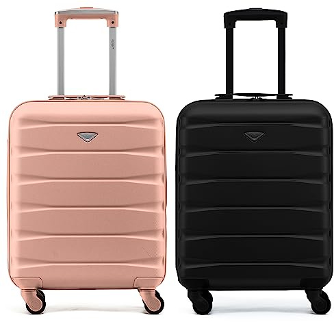 Flight Knight 2er-Set Leichte 4-Rad-ABS-Hartschalenkoffer Handgepack, zugelassen fur uber 60 Fluggesellschaften, einschließlich easyJet, Jet2 und maximale Große fur Ryanair (Priority) 55 x 40 x 20 cm