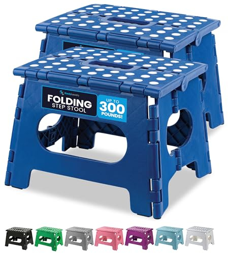 Sgabello pieghevole, leggero, ultra robusto, portatile e multifunzionale, ideale per adulti, bambini e anziani, impugnatura antiscivolo, facile da riporre e ad alta capacità di peso, colore: blu