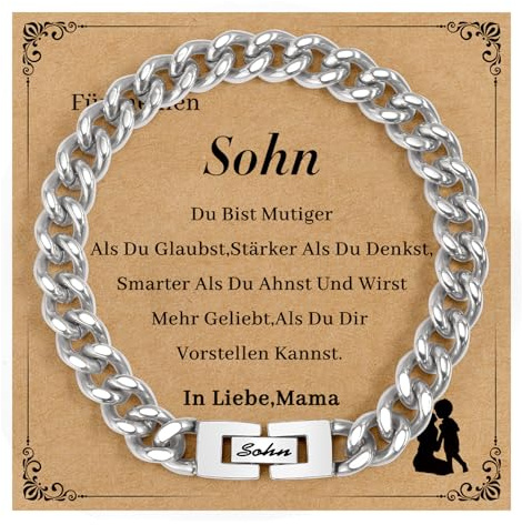 SUNSH Herren Armband Edelstahl Armbänder Panzerkette Silber Herrenarmbänder für Männer Kubanische Armband Geschenke für Papa Sohn Bruder Mann Graduierung Vatertag Valentinstag Geburtstage Geschenk
