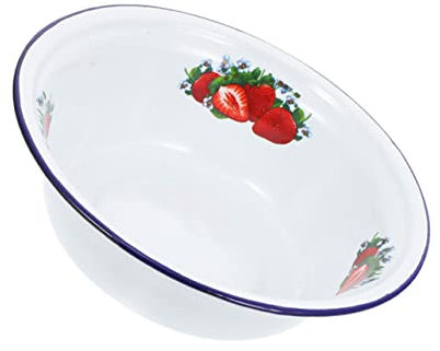 MAGICLULU Becken aus Emaille Schüssel zum Waschen von Obst Essgeschirr Salatschüssel Besteck Vorratsbehälter für Lebensmittel Vintage Emailleschale Salatsoße Antiquität Krug