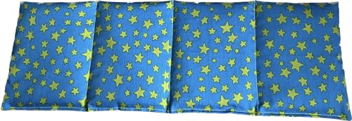 Körnerkissen Weizen 4-Kammern 50cm x 17cm blau/gelbe Sterne