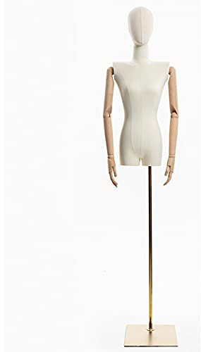 NBHDEK Höhenverstellbare weibliche Schneiderpuppe zum Kleidernähen, Schülerdisplay mit flachem Schulterdesign, Ständer und Kopf, Ladengarderobe