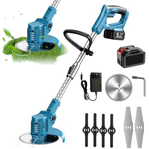 480W Tondeuse à Gazon et Coupe Bordure sans Fil,21V Tondeuse à Gazon Domestique sans Fil Petite Maison Rechargeable Nouvelle Tondeuse à Gazon avec Cour d'herbe Portable Multifonction (T1)