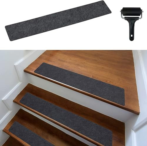 Lot de 15 tapis d'escalier modernes, antidérapants pour intérieur et sous-sol, marches en bois, 38,1 x 10,2 x 61 cm