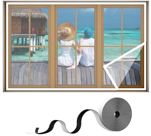 moustiquaire fenetre de toit 165x180cm Porte Mailles Très Fines,Facile à installer Sans Perçage,Fermeture Automatique Moustiquaire Porte pour Porte d'Entrée Intérieur et fenêtres,Blanc