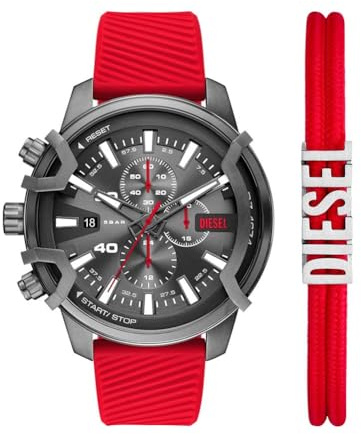Diesel Griffed-klocka för män, Quartz Chronograph-urverk med silikonarmband