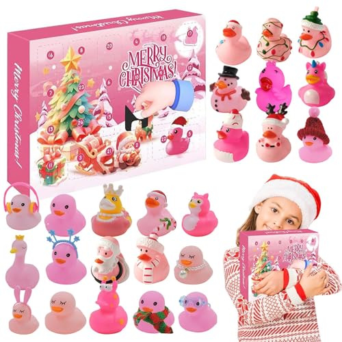 Weihnachts-Countdown-Kalender 2024 - Miniatur-Enten-Spielzeug-Adventskalender | Sammelfiguren für Weihnachts-Countdown, ideale Ornamente für Studio,