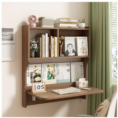 YFAURNDE Tisch Wand klappbar,wandtisch klappbar küche,klappbarer wandtisch,Wand Klappbar Regal,klapptisch Wand,Platzsparend,Mehrere Ablageflächen,Hochwertiges Hardwarezubehör(Walnut)