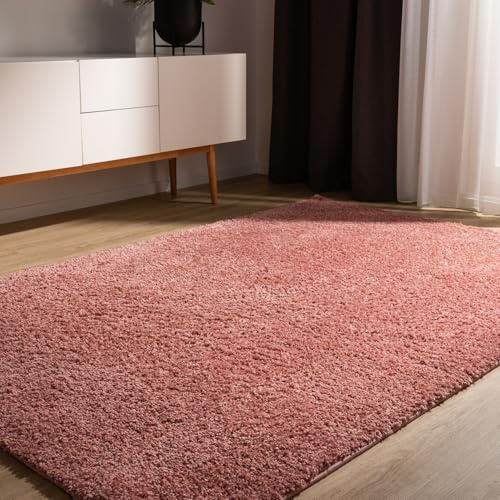 benuta Basic Tappeto salotto a pelo alto Sohari - Rosa 80x150 cm - Minimalista - Morbido lavabile - Camera letto, corridoio, sala pranzo, soggiorno - Pavimento riscaldato