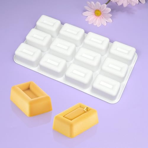 mostsom Moldes de Silicona Moldes para Mousse de 12 Cavidades Forma Rectangular 3D Chocolate Trufa Mousse Pastel Postre Molde Moldes para Hornear DIY (F Rectángulo Pequeño)