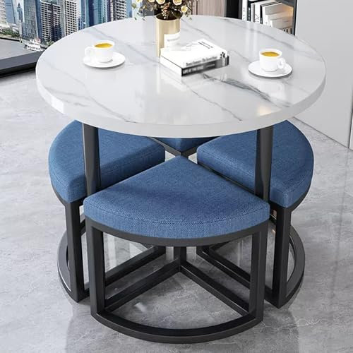 Modernes Verhandlungstisch und Stuhl Set für Büro Empfangsraum Runder 80.0 cm Tisch für 4 5-teiliges Besprechungstisch Set für Lounge Wohnzimmer