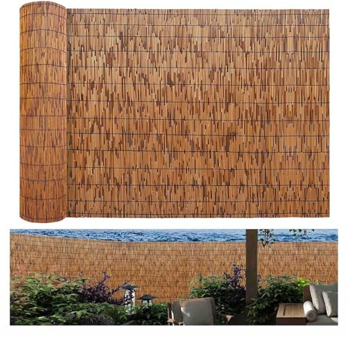 Arelle Bamboo Esterno Protezione Solare Canne Recinzione per Giardino Privacy Divisorio Con Canne Di Bambu per Arredo Tessuto a Mano Facile Da Installare Per La Stanza Portico Tetto Parete Piscina(Car