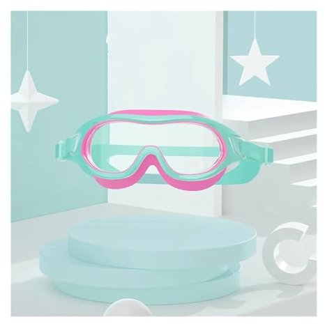 Dykmasker Ungdom Barn Simglasögon Pojkar och Flickor Stor Båge Anti-dimma Barn Pool Mask Vatten Simning Glasögon Simmask(Dream Macaron)