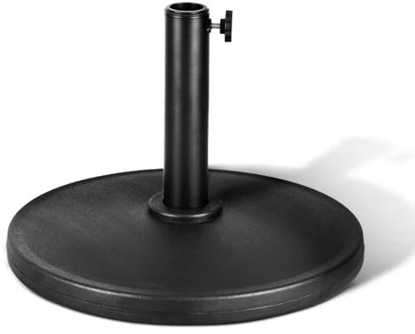 KEPLIN 9kg Cast Iron Effect Parasol Base – Heavy Duty Metal Garden Patio Furniture Stand for Umbrella, Canopy, Gazebo, Awning etc. – Diameter 45mm (9 kg, Black (Plain))