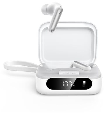 soundcore P41i av Anker, adaptiva brusreducerande hörlurar med bärbar telefonladdare (inbyggd USB-C-kabel), 192h speltid, omslutande ljud, 6 AI-mikrofoner, IPX5 (White Without Lightning Connector)
