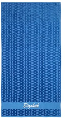 Kaufman - Personalized Oversized, 35 X 70, Solid Color, Velour Super Soft, Beach and Pool Towel, Easy Care, Extra Large, 100% USA Cotton, Embroidered Name (Blue)
