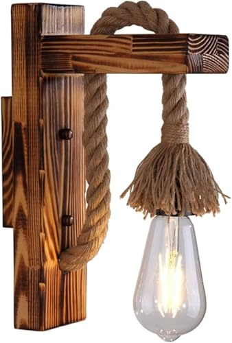 YUANJIASHILEI Wall Lamp Retro V-intage Light Stair Aisle Corridor Decorative Hemp Rope Wall Lamp Bedroom E27 Bedside Light Chandelier Lamp
