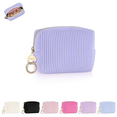 11 * 5,5 * 8,5cm Mini Pochette Maquillage Femme en Velours Côtelé Trousse Maquillage Fille Sac de Rangement à Cosmétique Makeup Rouge à Levre Vernis à Ongles Idéal Cadeau Anniversaire Noël Violet