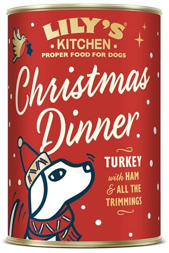 Lily's Kitchen Made with Natural Ingredients Christmas Dinner with Turkey and Ham Adult Wet Dog Food 6 x 400g