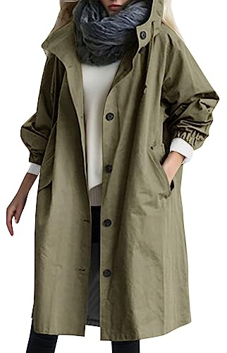 Veste Imperméable Tendance Pour Femme Manteau Long Coupe-Vent Capuche Zippée Pratique Et Chic Avec Poches Spacieux Pour Activités En Extérieur, Tenue Parfaite Pour Automne Hiver Et Fêtes Outdoor