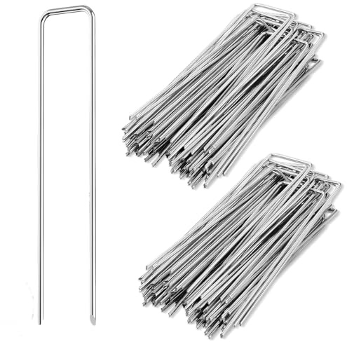 Mein HERZ 100 Estacas para Jardin,Grapas de Paisaje en Forma de U Grapas de Jardín para Malla Antihierbas para Cesped Artificial, Tela Antihierbas, Huerto, Malla Gallinero