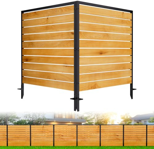 2 Panels No Dig Wooden Privacy Fence Screen, 42 H X 40 W Outdoor Air Conditioner Fences, Hide Trash Bins Or Ac Units, Decorative Garden, Patio, Backyard Fence -Temporary Fencing