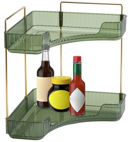 Organizzatore da banco a 2 ripiani portaoggetti a due livelli, scaffale decorativo, contenitore concetto di supporto da bagno versatile | per il trucco, l'arte