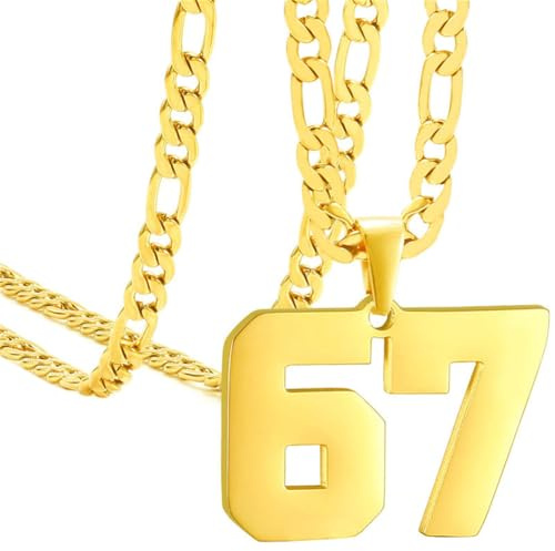 ZenithBurst Kette Herren Silber, Sportliche Halskette Herren mit 67 Nummern-Anhänger, Edelstahl Chain im Basketball- & Soccer-Style, Ketten für Herren