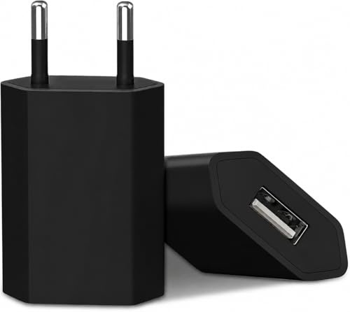 Ultra-Compact Single USB Wall Charger 5V 1A – Worldwide Voltage Mini Travel Power Adapter, Black (Generic, Non-OEM)