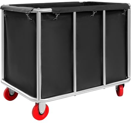 KKVUIIFF Carro para la colada, 90 x 65 x 80 cm, acero inoxidable, con ruedas, capacidad de carga de 200 kg, para hoteles, hospitales, lavandería (negro)