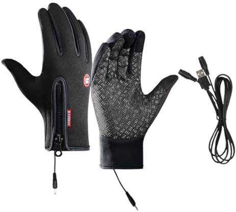Générique Gants Chauffants pour Homme Femme, Rechargeable Gants Chauffants USB avec Écran Tactile, Imperméables et Antidérapants, Gants Hiver pour Velo/Moto/Ski/Travail, Thermiques