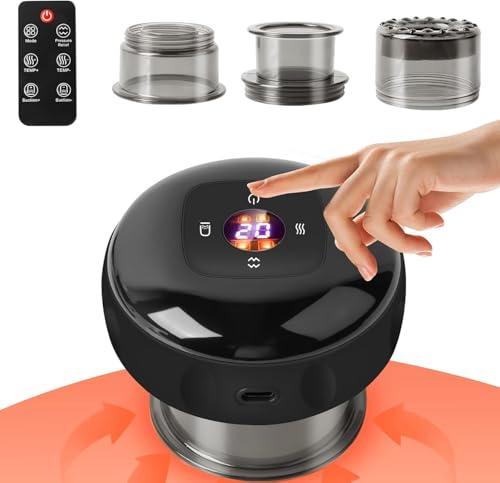 5 in 1 Ventouse électrique infrarouge avec télécommande, Ventouse Intelligente, Ensemble de thérapie électrique intelligent, Ensemble de Ventouses électriques Gua Sha, 12 Températures Réglables