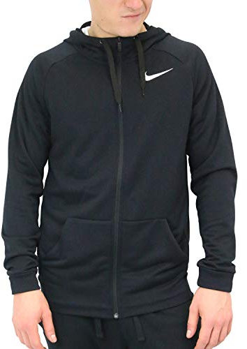 Nike Herren Dry Fleece Langarm Oberteil mit Kapuze Full-Zip, Schwarz(schwarz_465), L