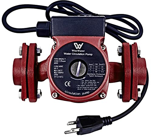 AB 110V 130W 13 GPM Hot Water Recirculating Pump, 3 Speed Switchable Circulator Pump with 1'' FNPT Flanges for Boiler, Solar Heater and Hydronic Radiant Heating, Red