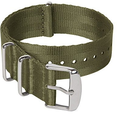 Archer Watch Straps - Cinturini NATO in Nylon Tipo Cintura di Sicurezza (Verde Oliva/Acciaio inox, 20mm)