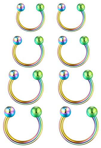 Funseedrr Nasenpiercing Hufeisen Lippenpiercing Septum Ring Set Chirurgenstahl 1,2mm Nase Lippe Ohrring Piercing Schmuck(6-12mm Durchmesser)