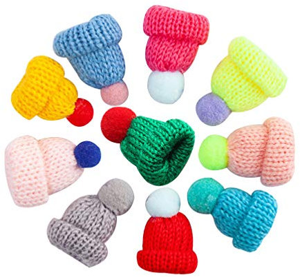 Supvox Mini strickmützen: 10 Stück Mini Weihnachtsmützen, Gestrickte Santa Claus Hütchen für DIY Deko, Puppen Accessoires, Christbaumschmuck & Geschenkverpackung