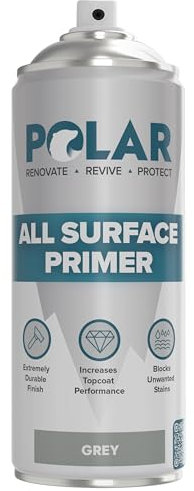Polar All Surface Primer Matt Grey 400ml Pack of 1, Exceptional Adhesion for a Professional, Long Lasting Paint Finish, Quick Drying and Perfect for Multi Surfaces