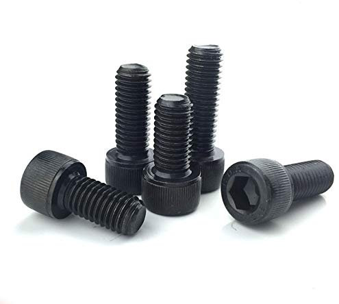 L-MEIQUN, M7 Inbusschrauben Hex Zylinderschraube Schraube Sicherungsmuttern Sechskantschrauben 10-50mm Länge Schwarz (Größe : M7 x 35mm (4Pcs))