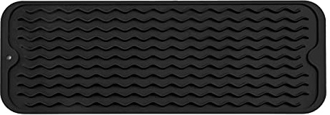 MicoYang Silicone Dish Drying Mat for Multiple Usage,Easy clean,Eco-friendly,Heat-resistant Silicone Mat for Kitchen Counter,Sink,Bar,Bottle,or Cup Black M 17 inches x 6 inches