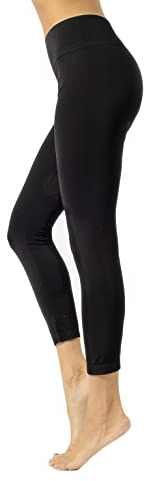 CALZITALY Ingen söm leggings, stretchiga damleggings med hög midja, ogenomskinliga leggings, svart, grön, blå jeans, XS, S, M, L, XL, tillverkad i Italien, Svart, L