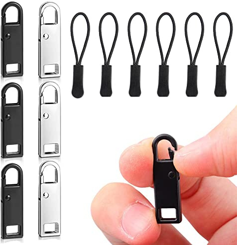 Reissverschluss Zipper,Reissverschluss Anhänger,Reißverschluss Zipper Ersatz,Pull Zipper,Ersatz Zipper,Zipper Pull Tab,Reißverschluss Ersatz Set für Rucksäcke Koffer Stiefel Mantel Jacke,12 Stück