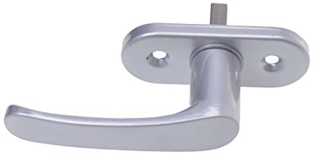 Aqbau® Fenstergriff silber aus Metall für Fenster & Balkontür | 43 mm Schraublochabstand, Rosette 28×73 mm, Vierkant 7 mm, inkl. Montageschrauben, passend für PVC/Alu/Holz
