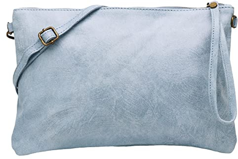 SH Leder Echtleder Umhängetasche Clutch im vintage look mittelgross Tasche Abendtasche 33x22cm Clara G396